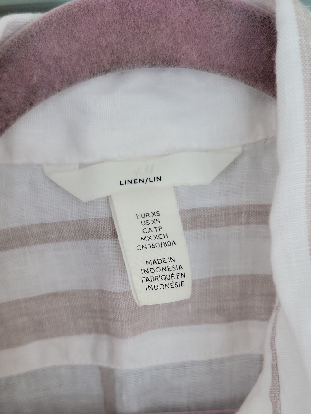 H&M Striped Linen Oversized Button-Up Shirt in White and Beige Marked XS - Picture 6 of 12